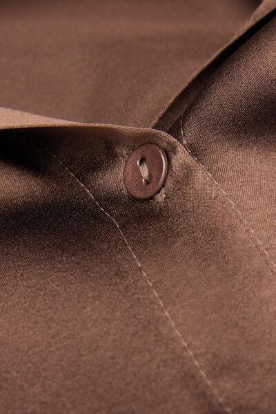 Beige Long-Sleeved Silk Shirt, , large image number 4