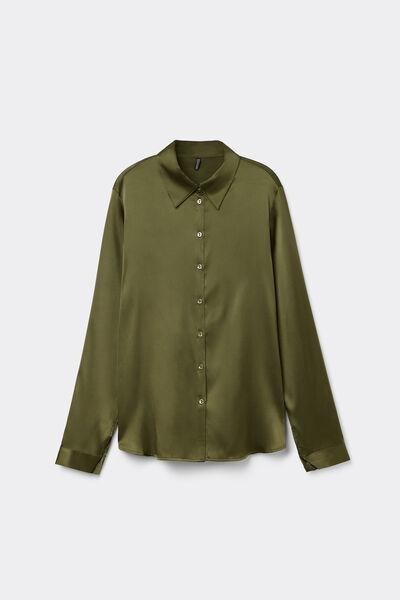 Green Long Sleeve Silk Shirt, 5601_848J, large image number 2