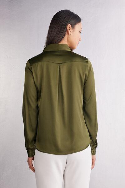 Green Long Sleeve Silk Shirt, 5601_848J, large image number 3
