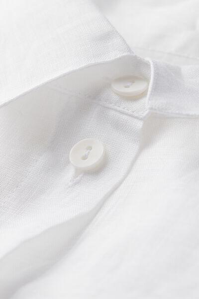 White Plain-Weave Linen Shirt, , large image number 4