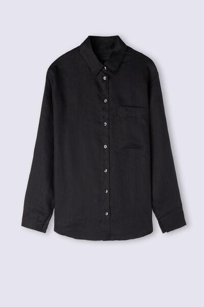 Black Linen Cloth Shirt, , large image number 2