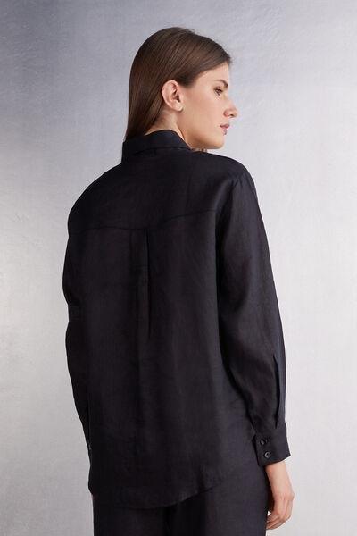 Black Linen Cloth Shirt, , large image number 3
