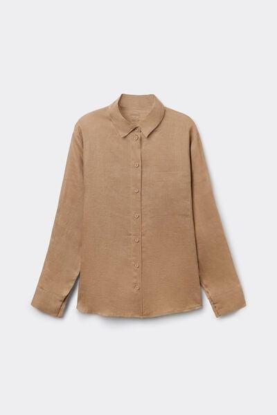 Beige The Pure Linen Plain-Weave Linen Shirt, 5601_166K, large image number 3