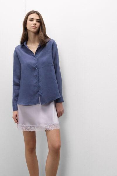 Blue The Pure Linen Plain-Weave Linen Shirt, 5601_167K, large image number 1