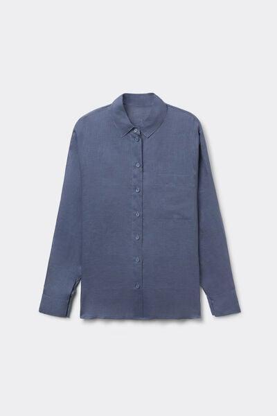 Blue The Pure Linen Plain-Weave Linen Shirt, 5601_167K, large image number 3