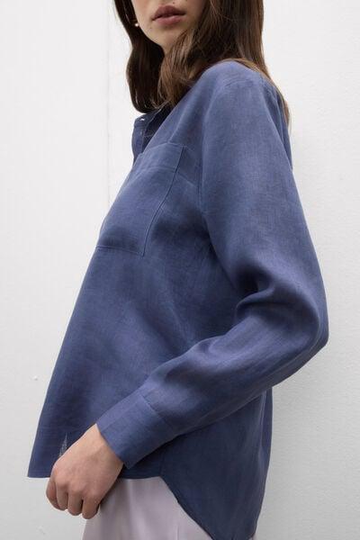 Blue The Pure Linen Plain-Weave Linen Shirt, 5601_167K, large image number 5