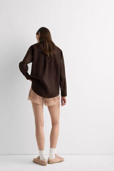Brown The Pure Linen Plain-Weave Linen Shirt, 5601_705J, medium