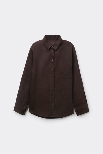 Brown The Pure Linen Plain-Weave Linen Shirt, 5601_705J, large image number 3