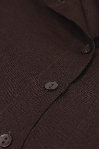 Brown The Pure Linen Plain-Weave Linen Shirt, 5601_705J, large image number 4