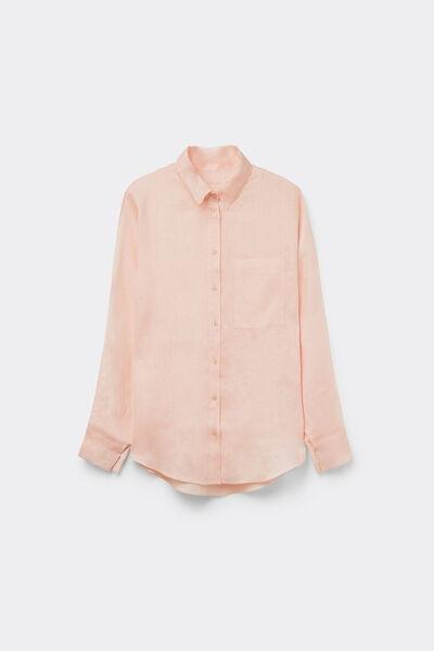 Pink Plain-Weave Linen Shirt, 5601_852J, large image number 2