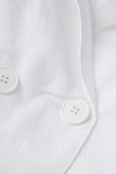 White Double-Breasted Plain Linen Blazer, , large image number 4