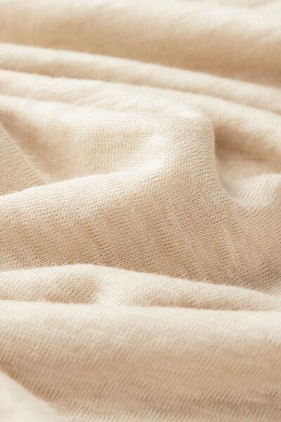 Beige Bateau Neck Linen Top, 5601_913I, large image number 4