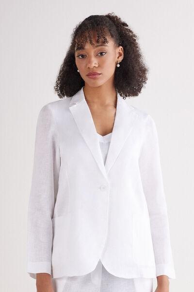 White Unstructured Blazer, , medium