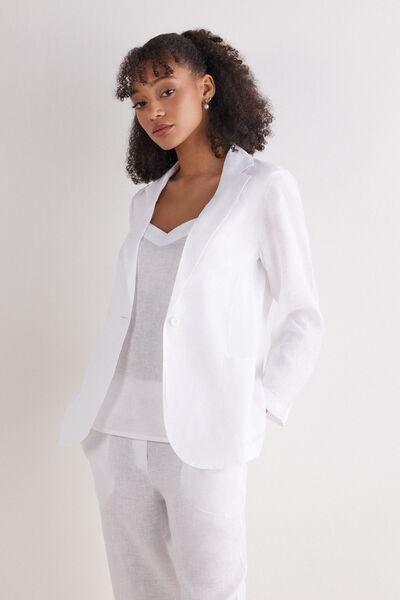 White Unstructured Blazer, , large image number 2