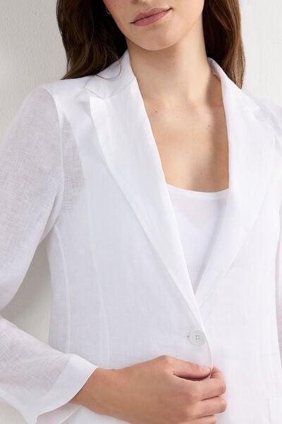 White Unstructured Jacket, White, large image number 5