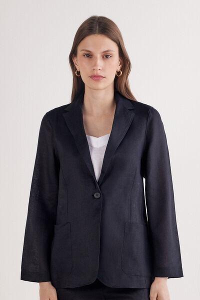 Black Unstructured Jacket, , large image number 0