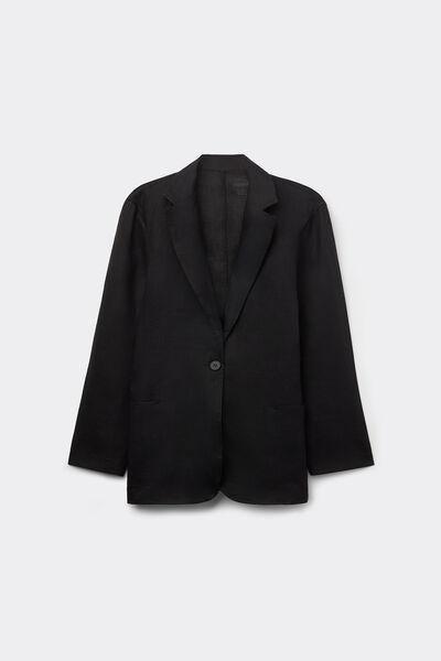 Black Unstructured Jacket, , large image number 1