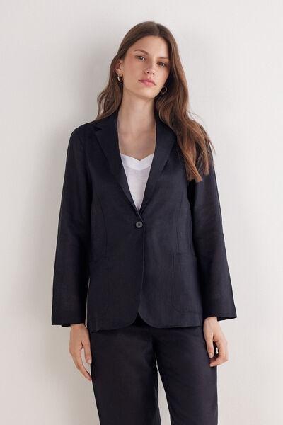 Black Unstructured Jacket, , large image number 2