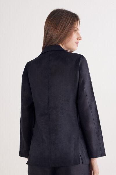 Black Unstructured Jacket, , large image number 3