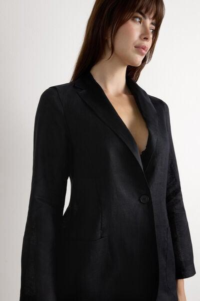 Black Unstructured Jacket, Black, large image number 5