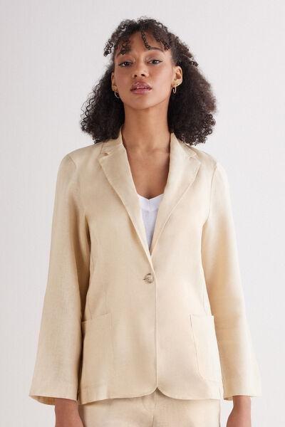 Beige Unstructured Blazer, , medium