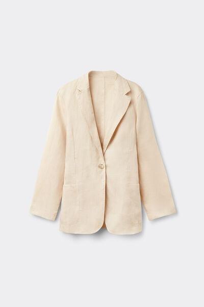 Beige Unstructured Blazer, , large image number 1