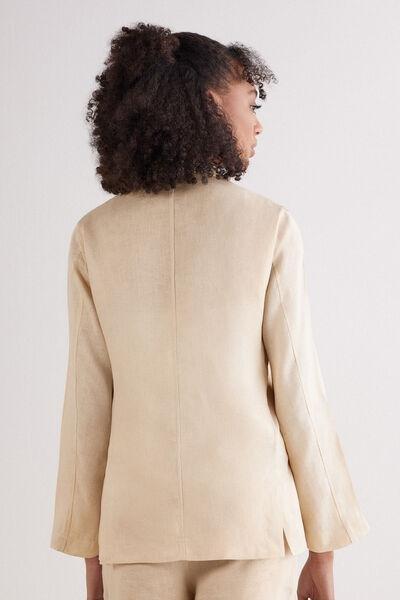 Beige Unstructured Blazer, , large image number 3