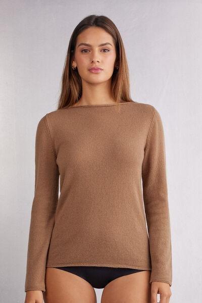 Brown Long-Sleeved Cashmere Blouse, , medium