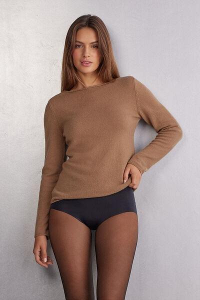 Brown Long-Sleeved Cashmere Blouse, , large image number 1