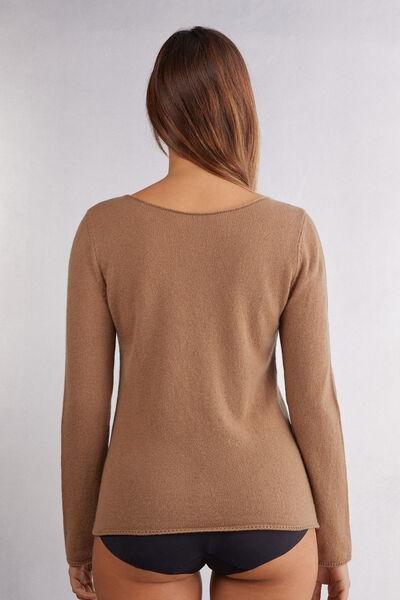 Brown Long-Sleeved Cashmere Blouse, , large image number 3