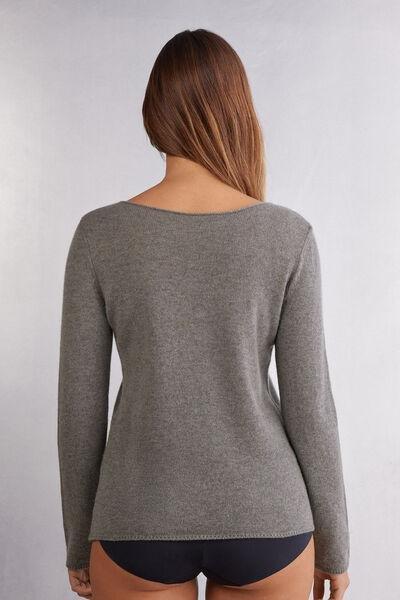Grey Long-Sleeved Cashmere Blouse, , large image number 3