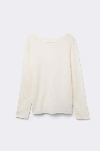 Cream Long-Sleeved Cashmere Blouse, , large image number 2