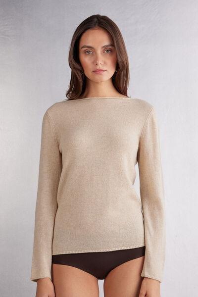 Beige Long-Sleeved Cashmere Blouse, , medium