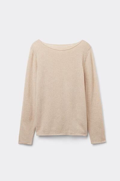Beige Long-Sleeved Cashmere Blouse, , large image number 2