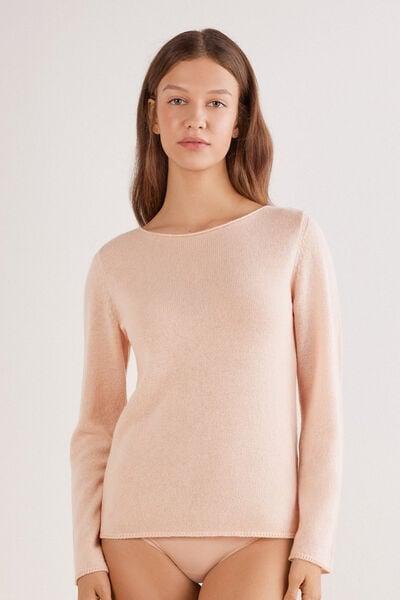 Pink Long-Sleeved 100% Cashmere Top, 5601_852J, large image number 1