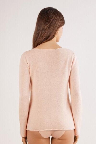 Pink Long-Sleeved 100% Cashmere Top, 5601_852J, large image number 2
