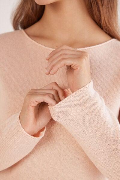 Pink Long-Sleeved 100% Cashmere Top, 5601_852J, large image number 5