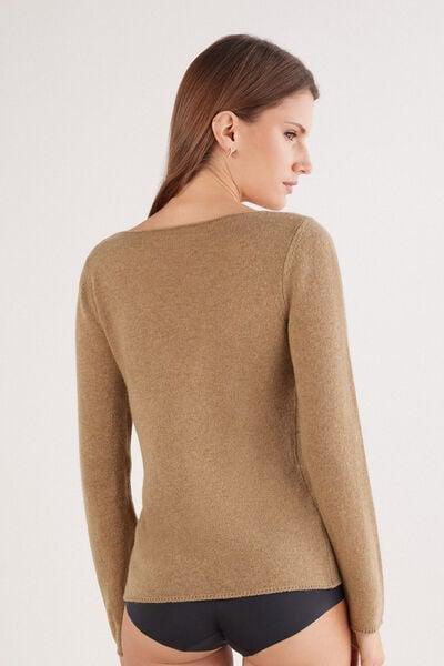 Camel Long-Sleeved 100% Cashmere Top, 5601_982J, large image number 2