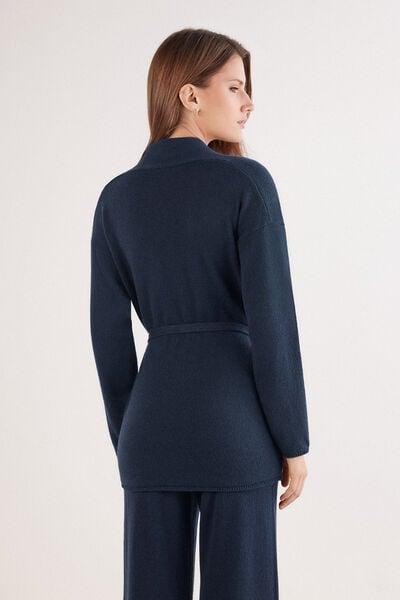 Navy Belted 100% Cashmere Cardigan, Intense Blue, large image number 2