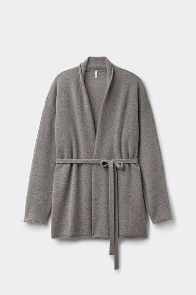 Grey Belted 100% Cashmere Cardigan, 5601_456J, large image number 3
