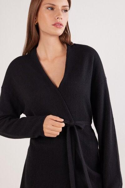 Black Belted 100% Cashmere Cardigan, 5601_710J, large image number 5
