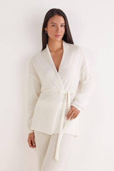 White Belted 100% Cashmere Cardigan, 5601_711J, medium