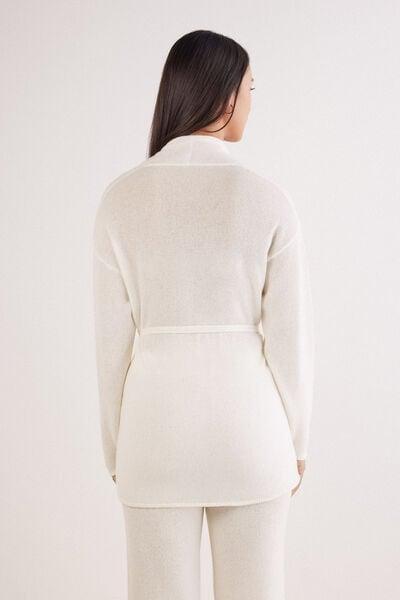 White Belted 100% Cashmere Cardigan, 5601_711J, medium