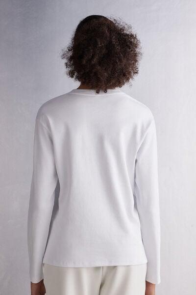 White Long-Sleeved Cotton Top, White, large image number 2