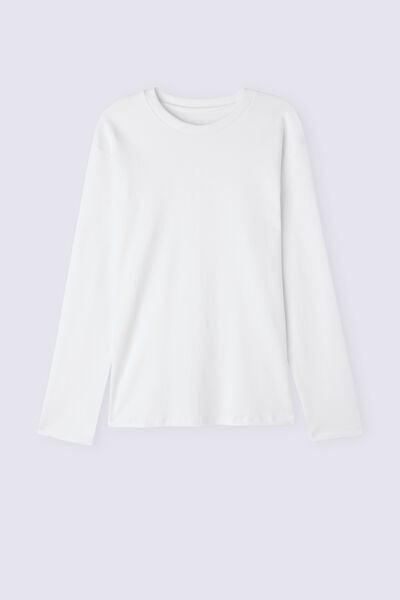 White Long-Sleeved Cotton Top, White, large image number 3