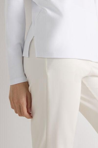 White Long-Sleeved Cotton Top, White, large image number 5