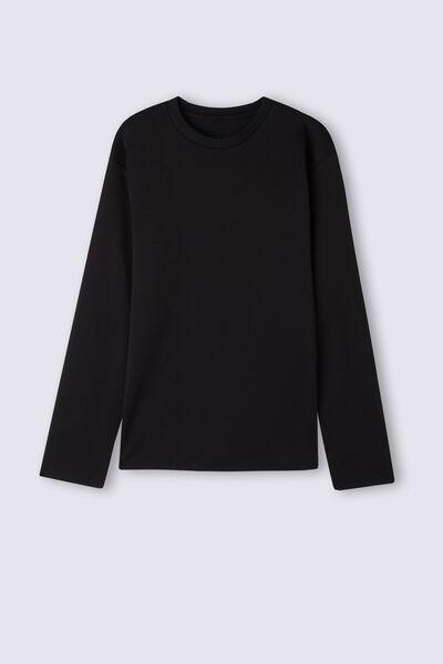 Black Long-Sleeved Cotton Top, , large image number 2