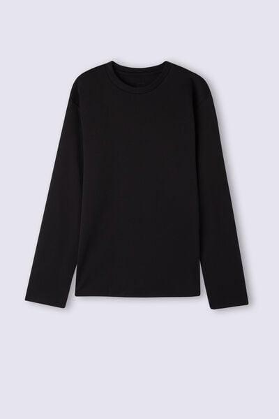 Black Long-Sleeved Cotton Top, Black, large image number 3