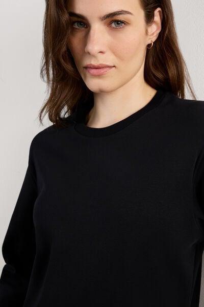 Black Long-Sleeved Cotton Top, Black, large image number 5