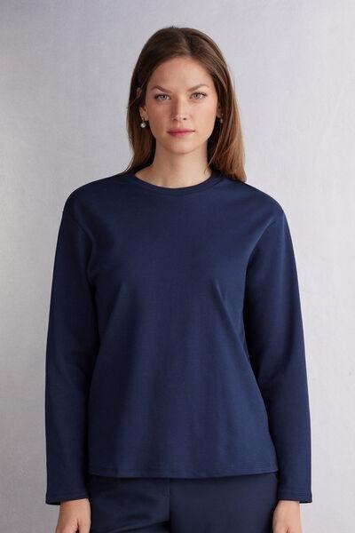 INTENSE BLUE Long-Sleeved Cotton Top, , medium